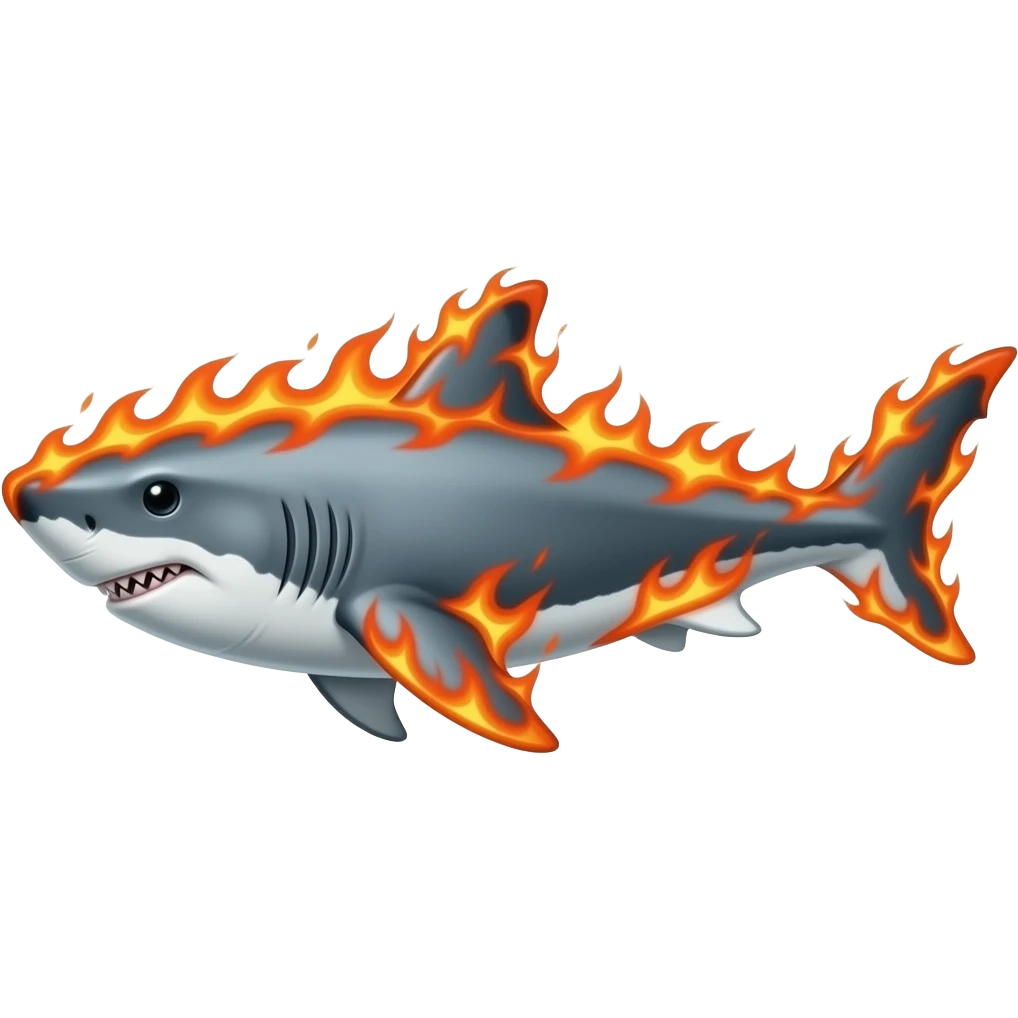 flame covered shark emoji