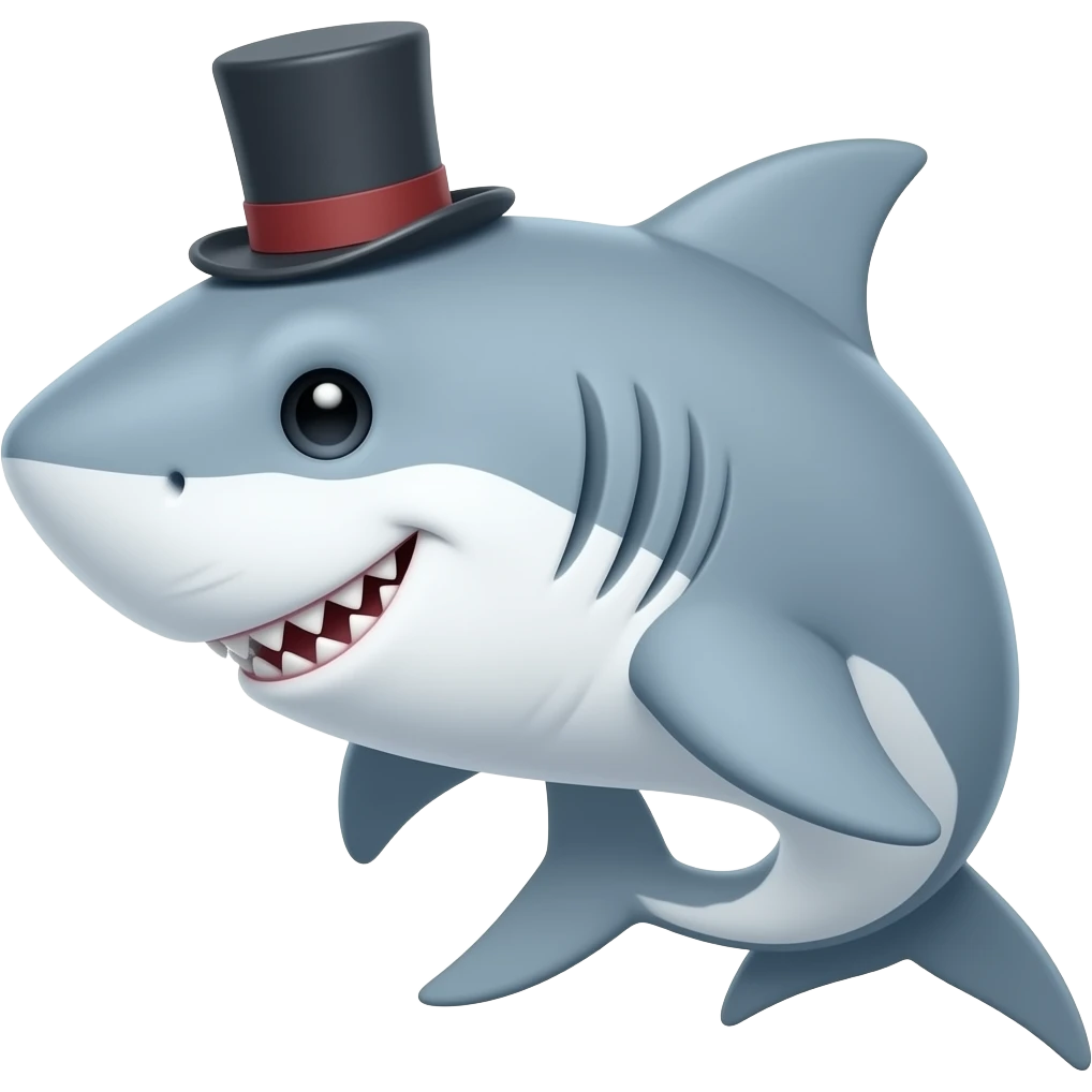 Shark with a top hat emoji