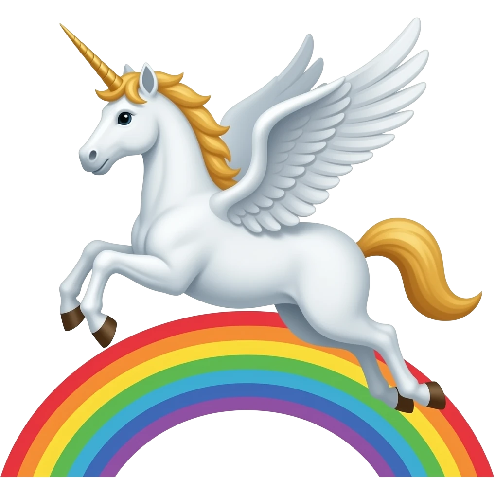 Pegasus flying over a rainbow emoji