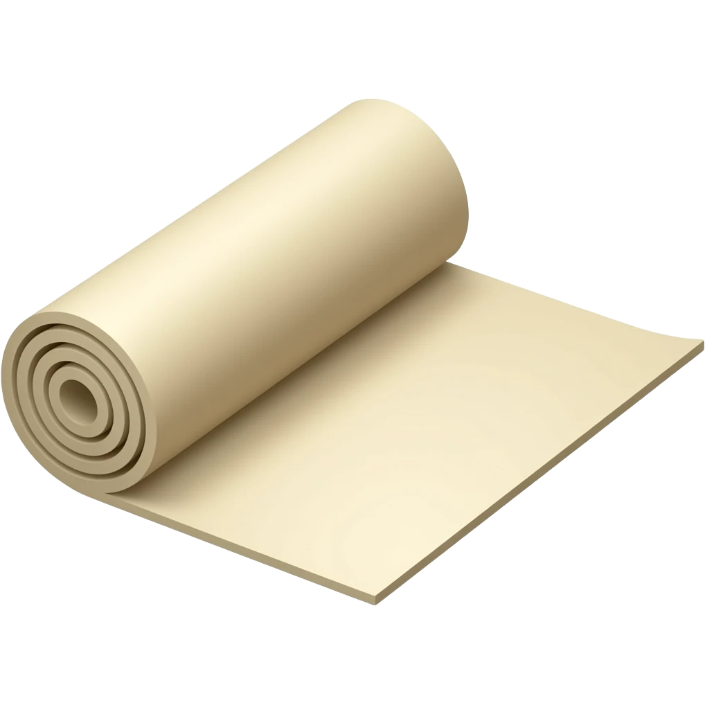 creme half rolled out yoga mat with only a rolled side the other side is on the floor straight emoji