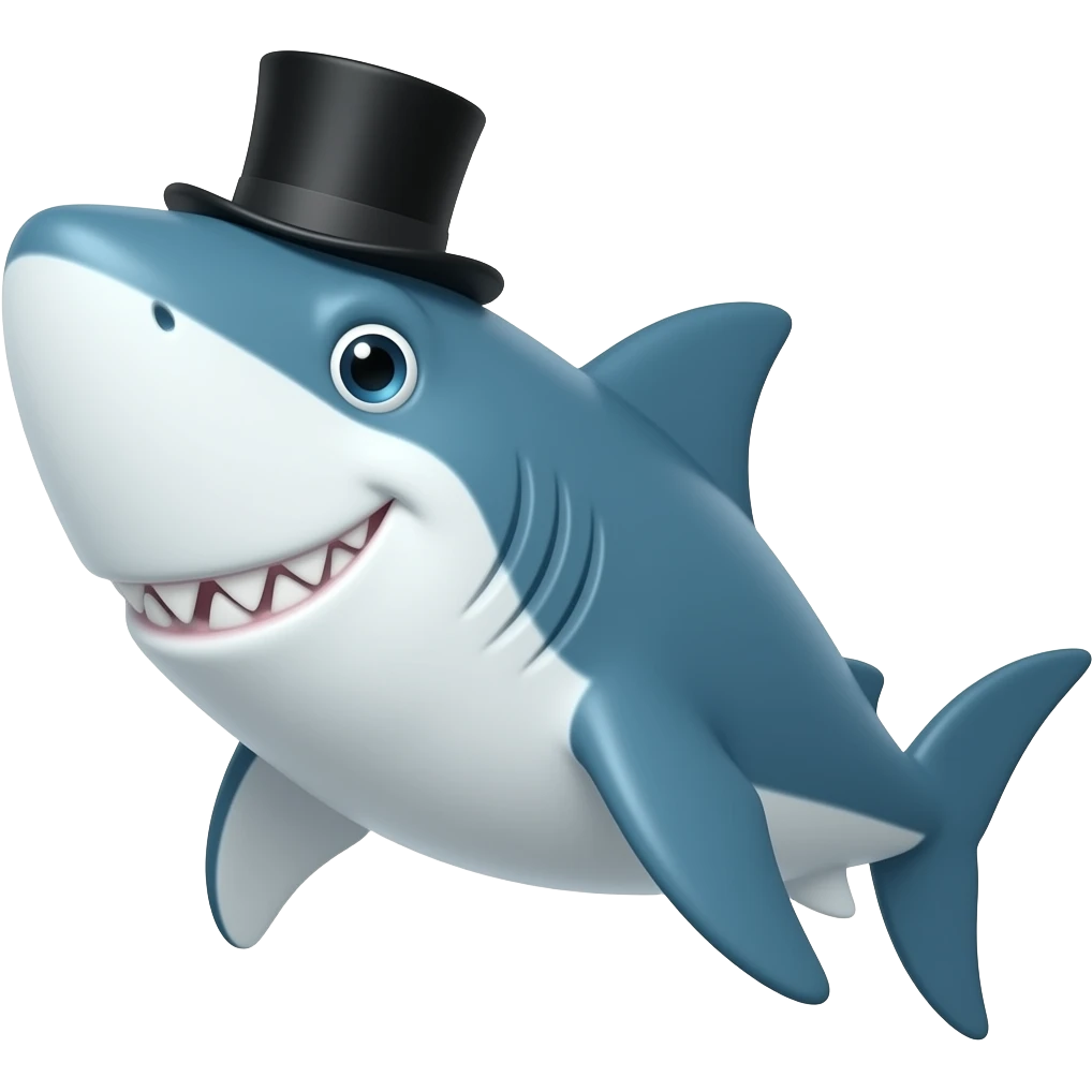 Shark with a top hat emoji