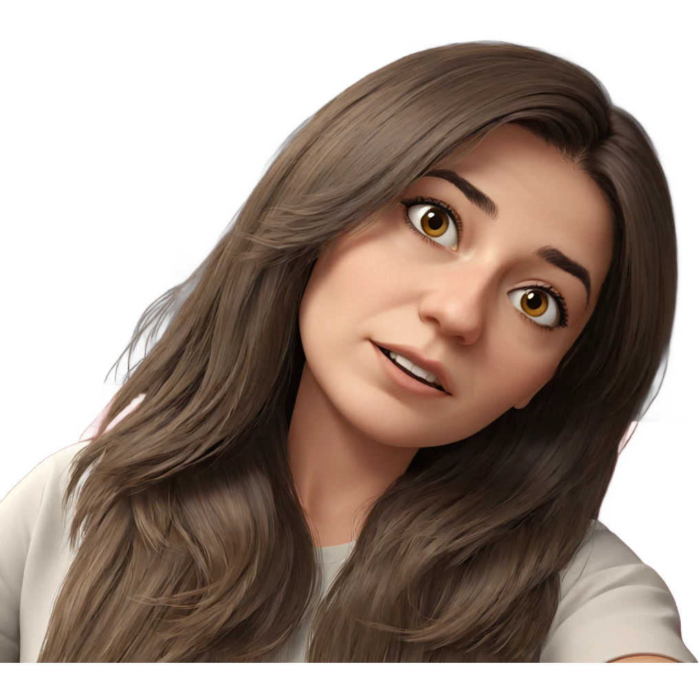 realistic girl with brown hair emoji
