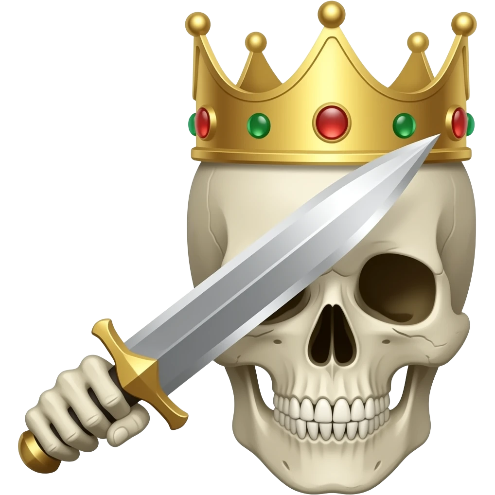 Skull with crown on his head and that it's holding by its hand emoji