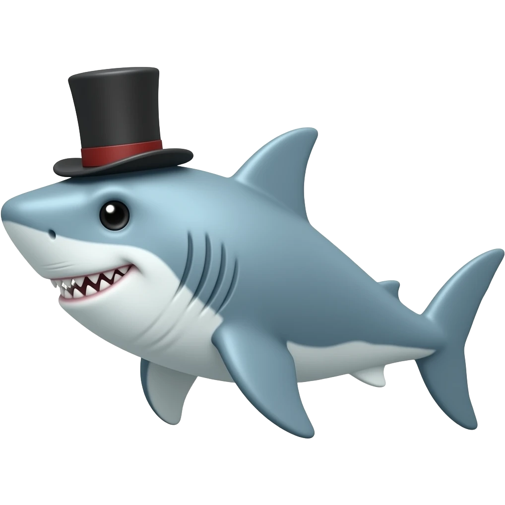 Shark with a top hat emoji