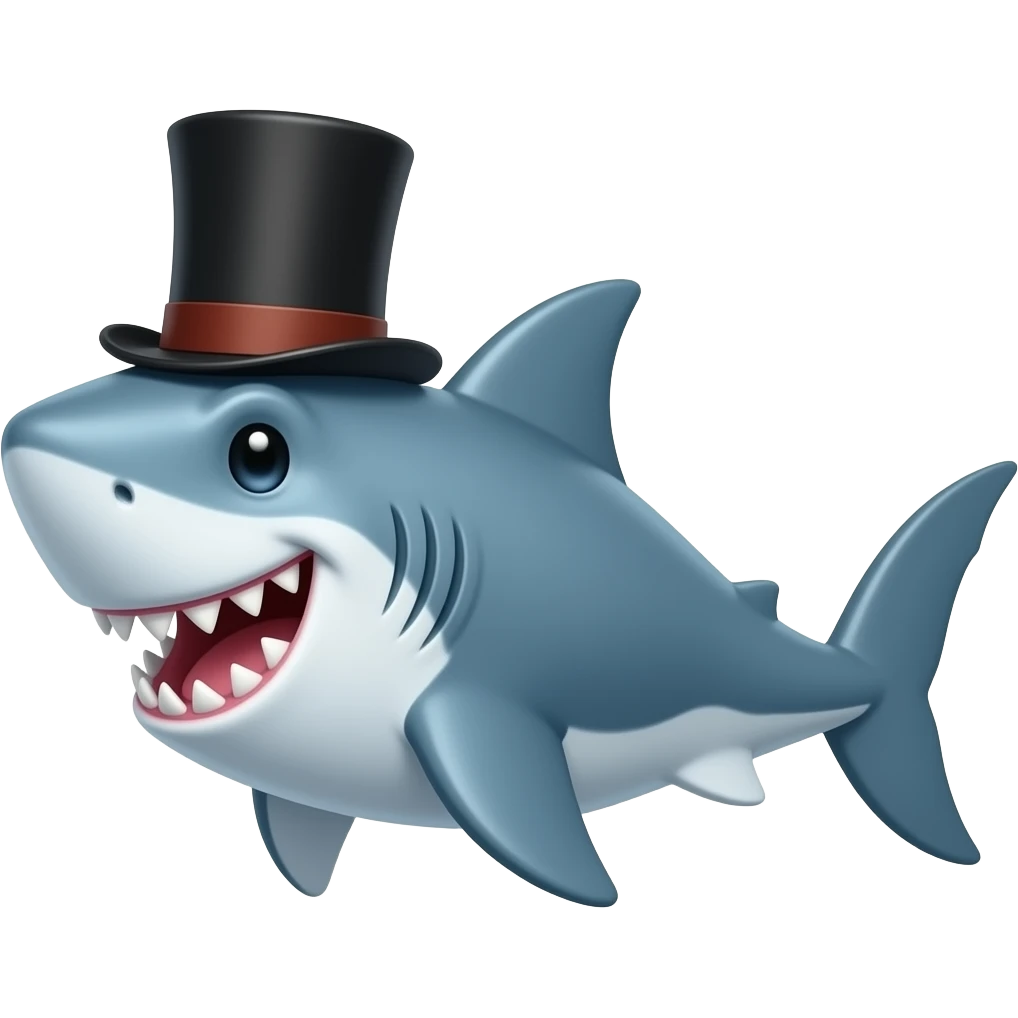 Shark with a top hat emoji