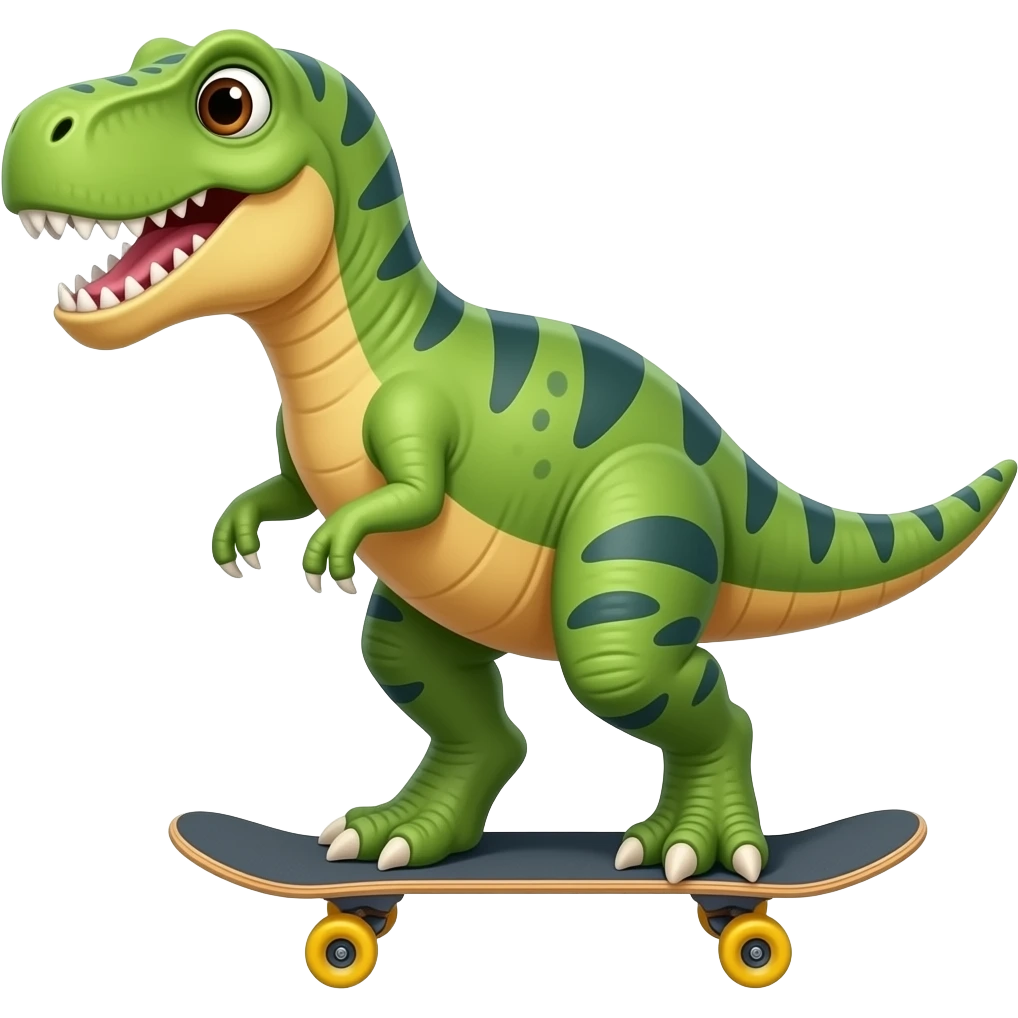 Dinosaur on a skateboard emoji