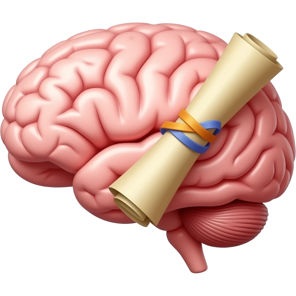 LAW written on a heart and a rolled scroll on a brain emoji
