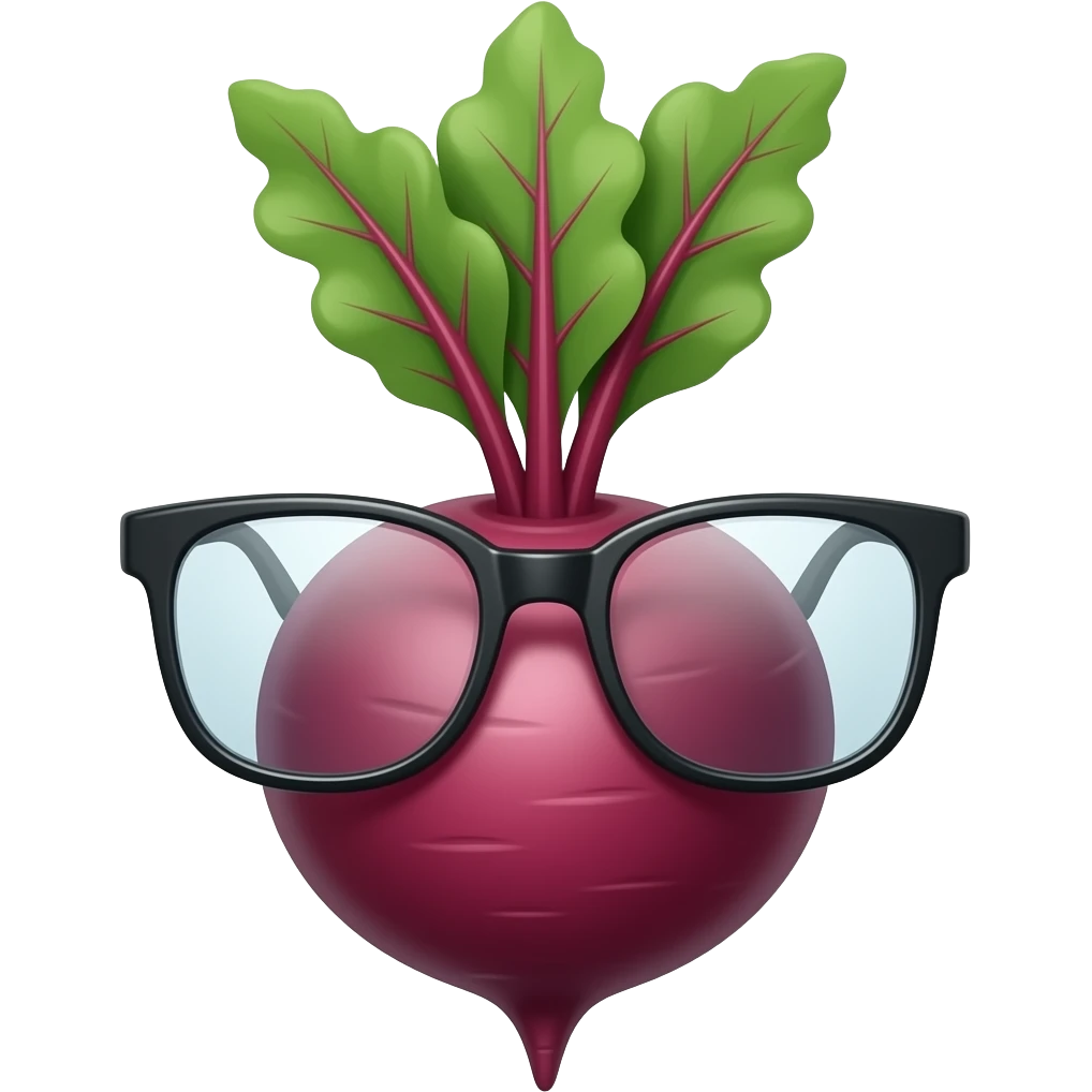 beet using glasses, no face features emoji