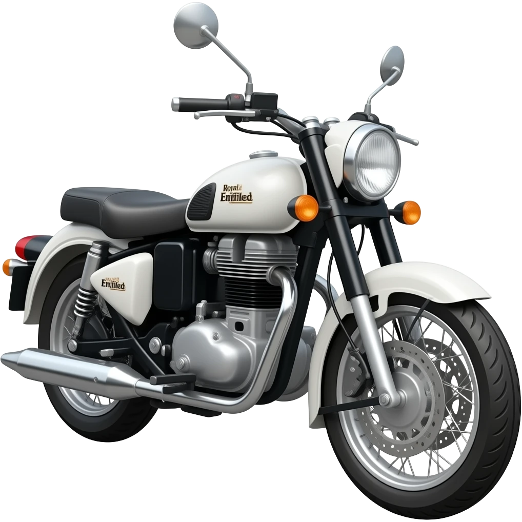 Make AE emoji of royal Enfield bullet in white colour emoji