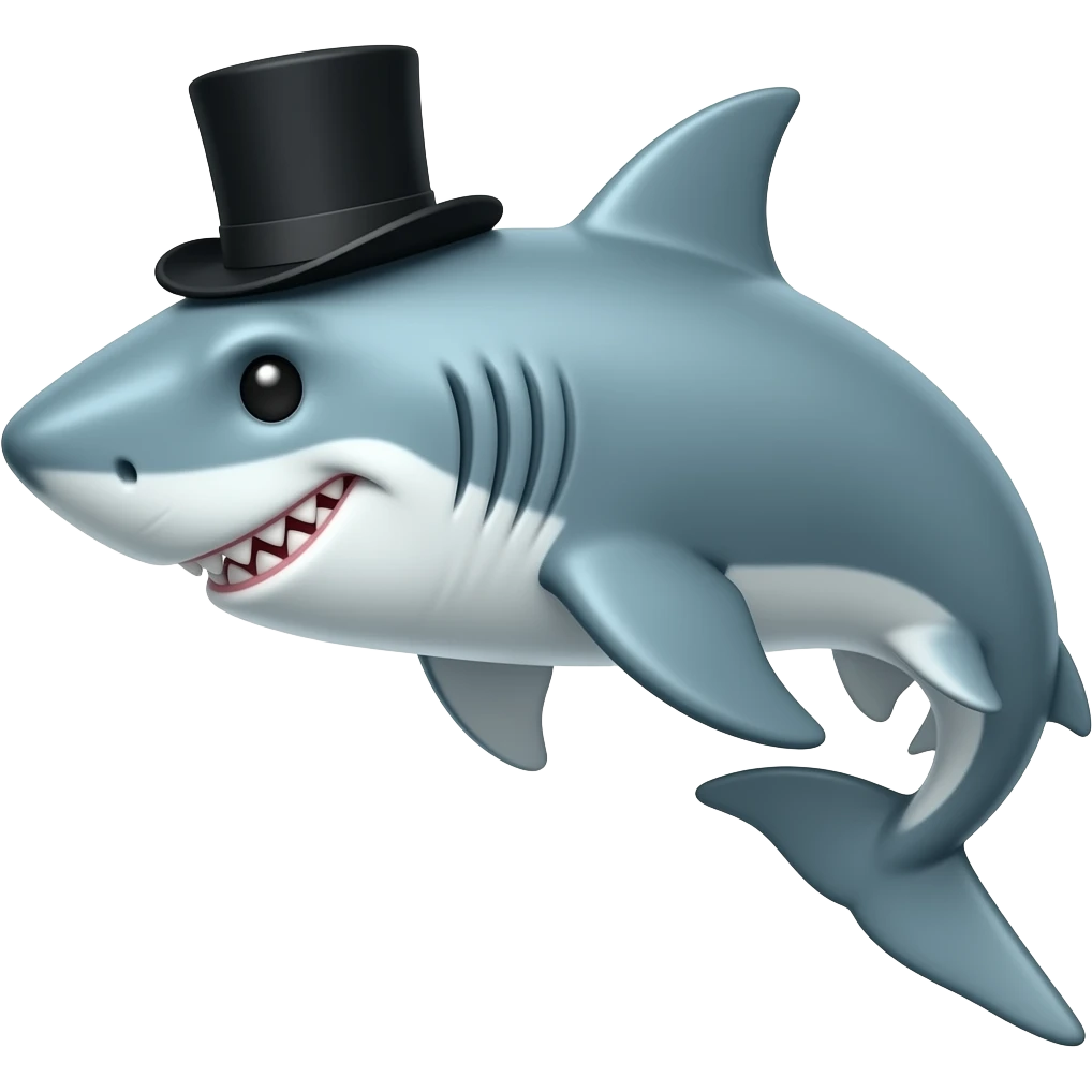 Shark with a top hat emoji