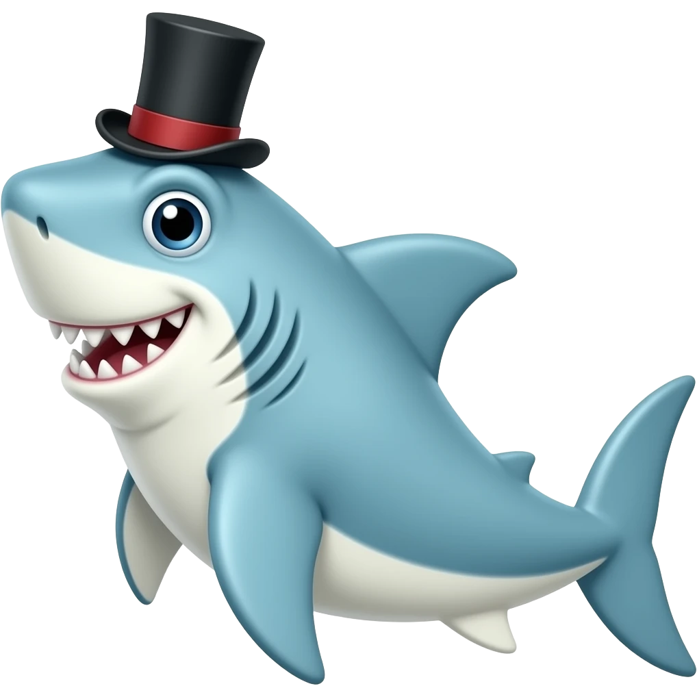 Shark with a top hat emoji