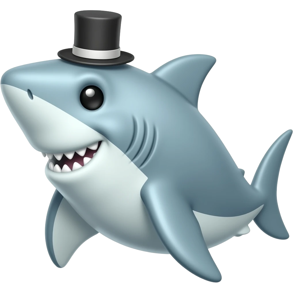 Shark with a top hat emoji