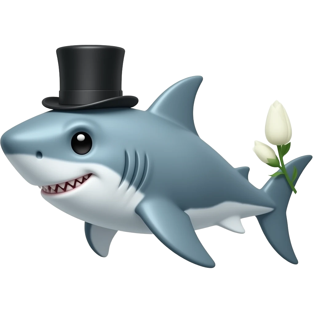 Shark with a top hat emoji