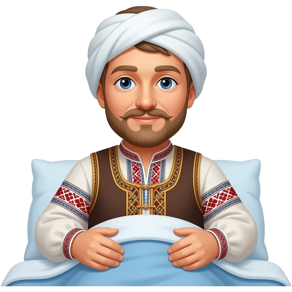 a russian peasant in national suit waking up in thhe morning emoji