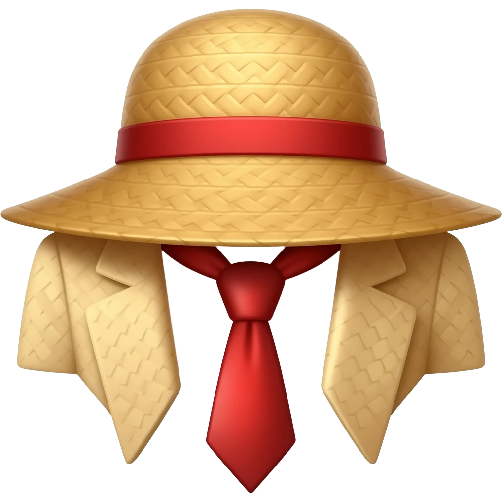 straw hat with red tie emoji