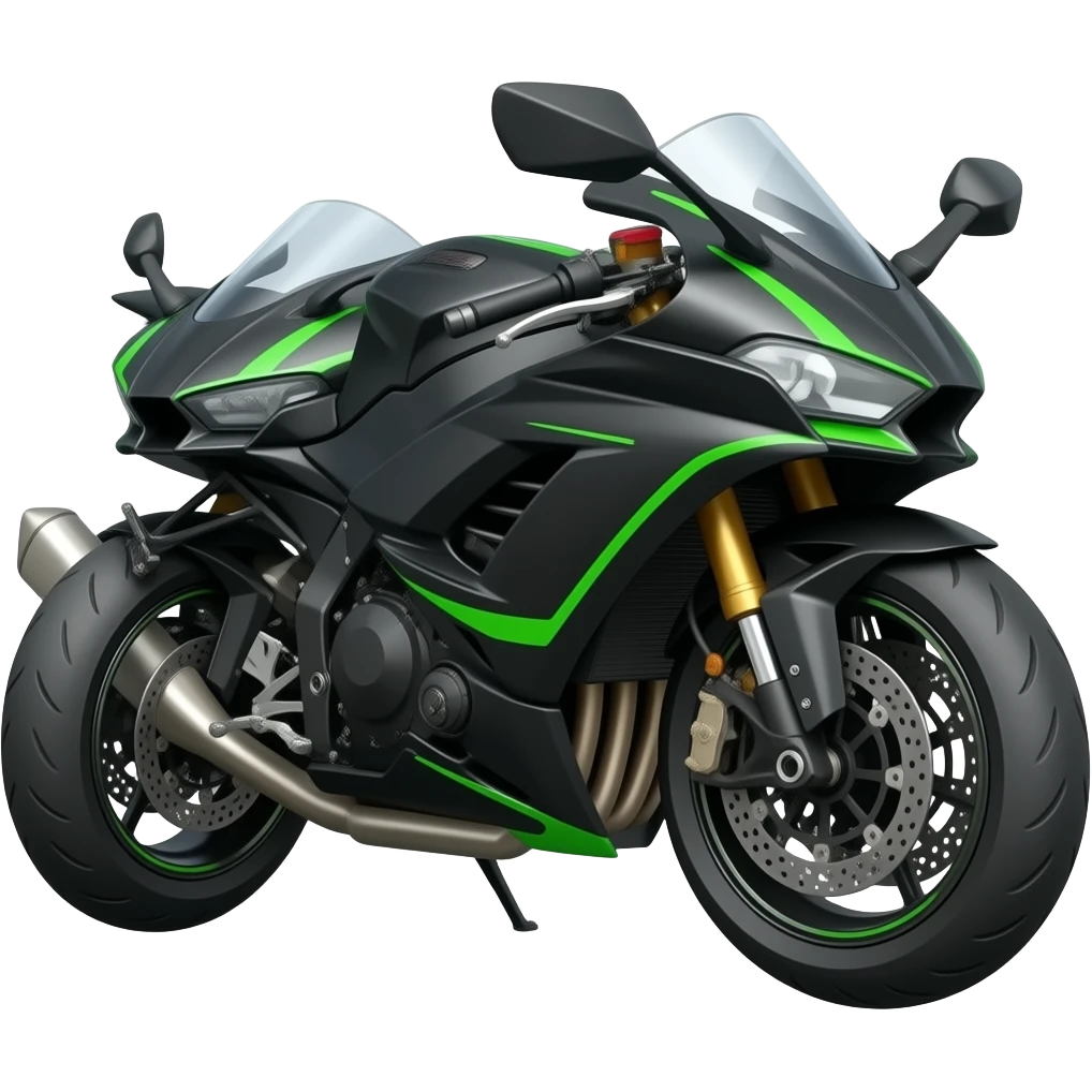 Crear emoji de moto con mas de color negro con acabados verdes tipo ninja emoji