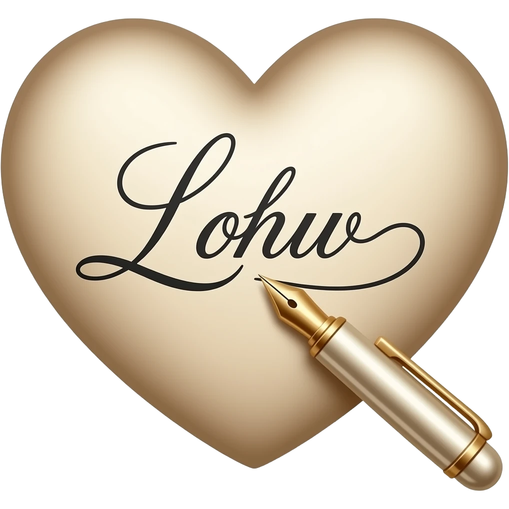 LAW being written on a heart with a fancy quill pen emoji
