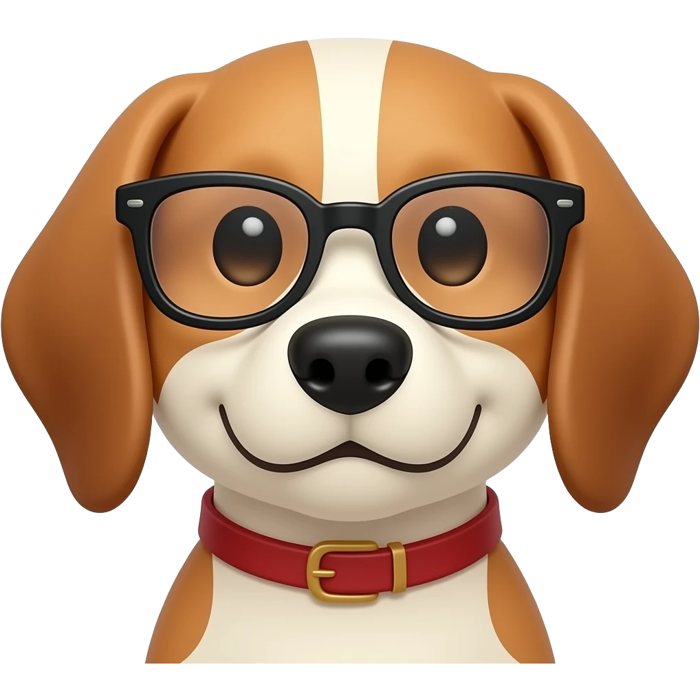 a waist shot of a dog with glasses on emoji