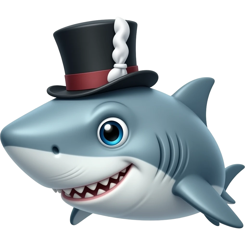 Shark with a top hat emoji