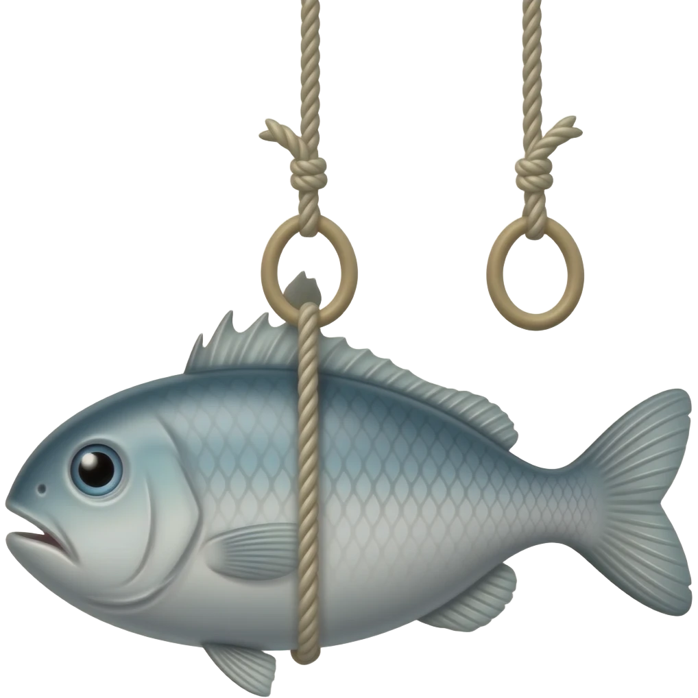 Hanging fish trapeze emoji