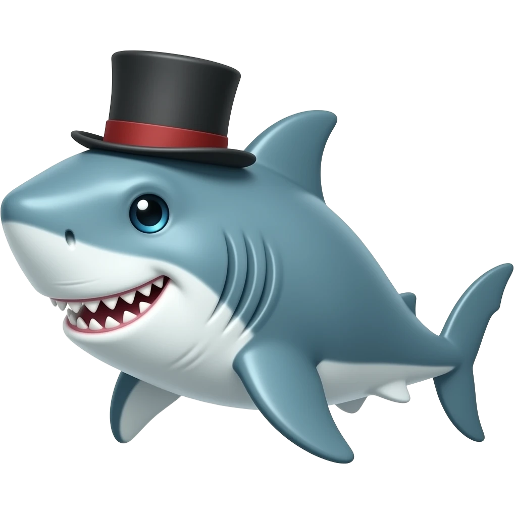 Shark with a top hat emoji