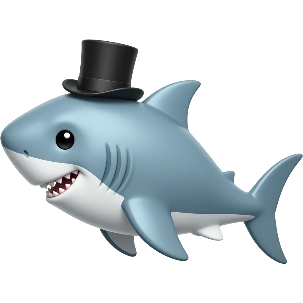 Shark with a top hat emoji