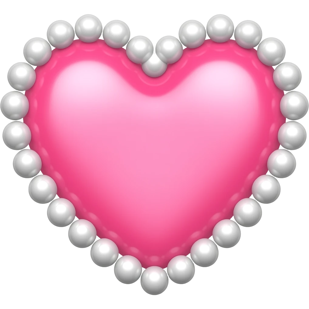 Розовое нежное сердечко с белыми бусами emoji