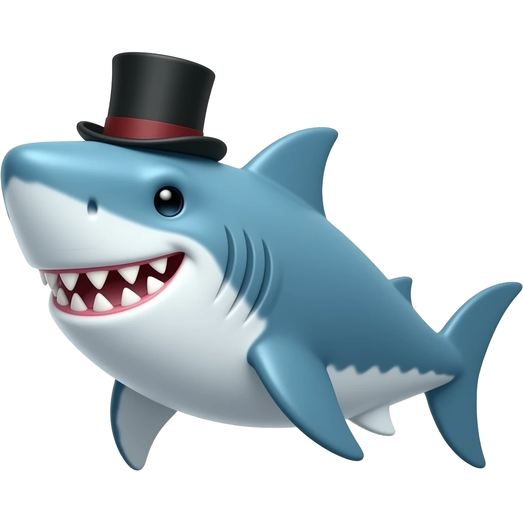 Shark with a top hat emoji