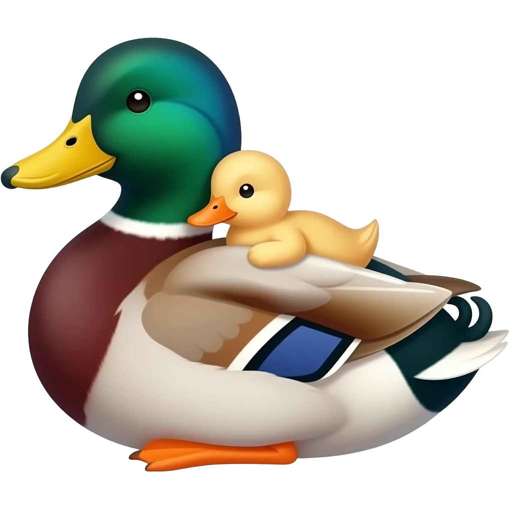 A duck and a smaller duck snuggled together emoji