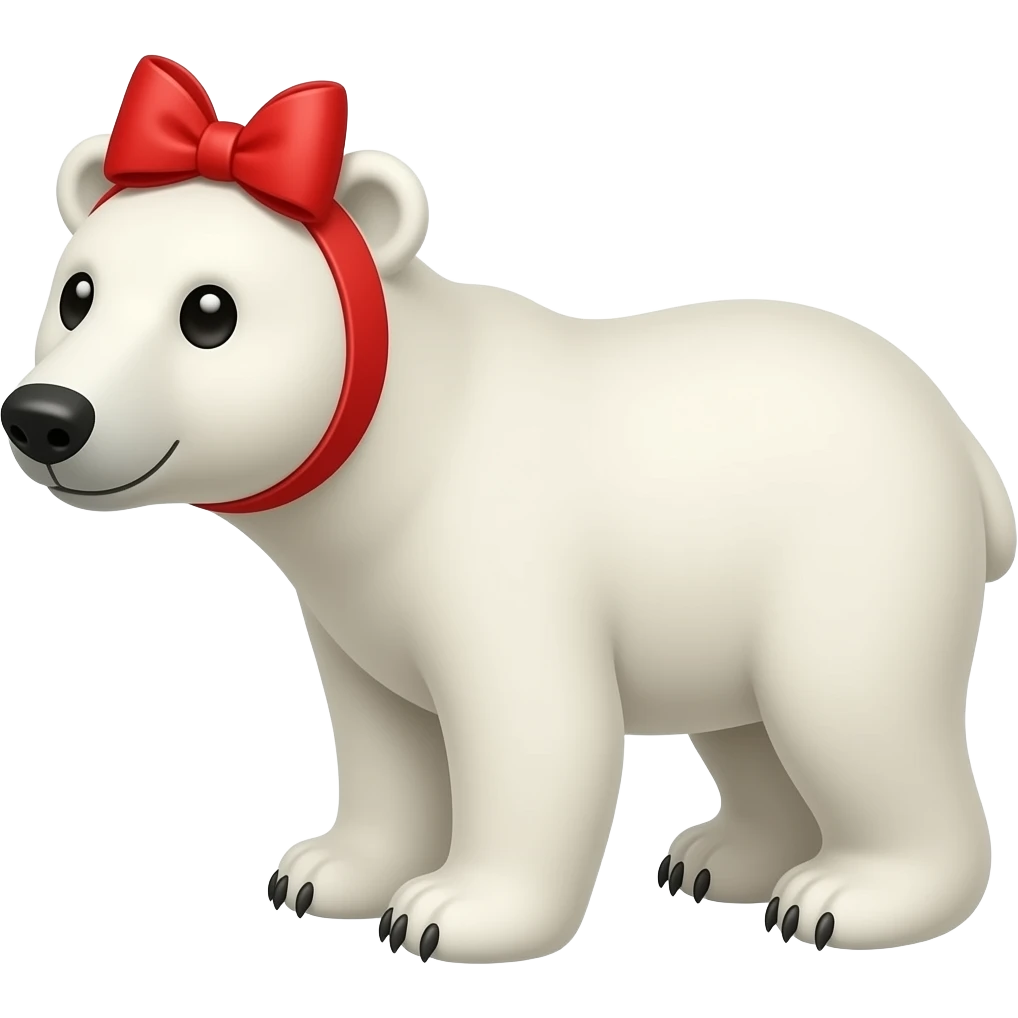 polar bear with red hairbow emoji