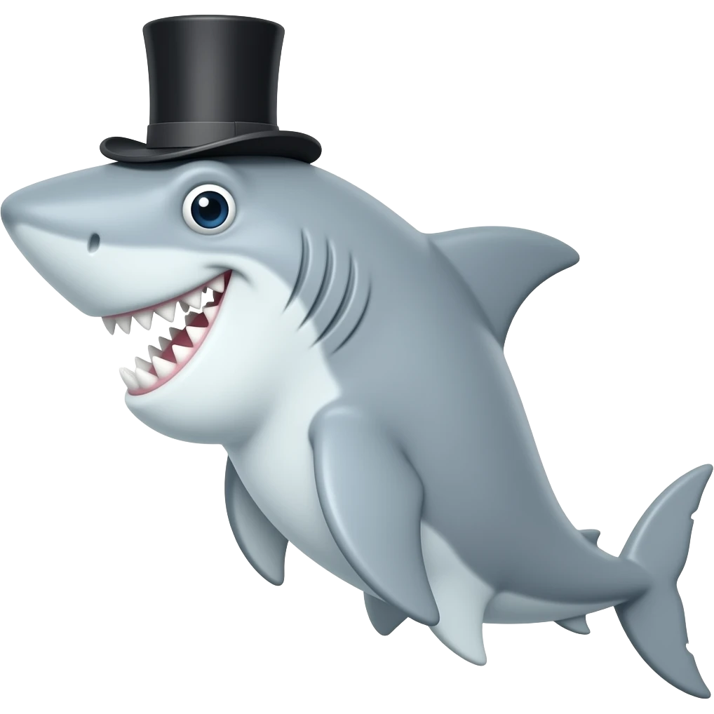 Shark with a top hat emoji
