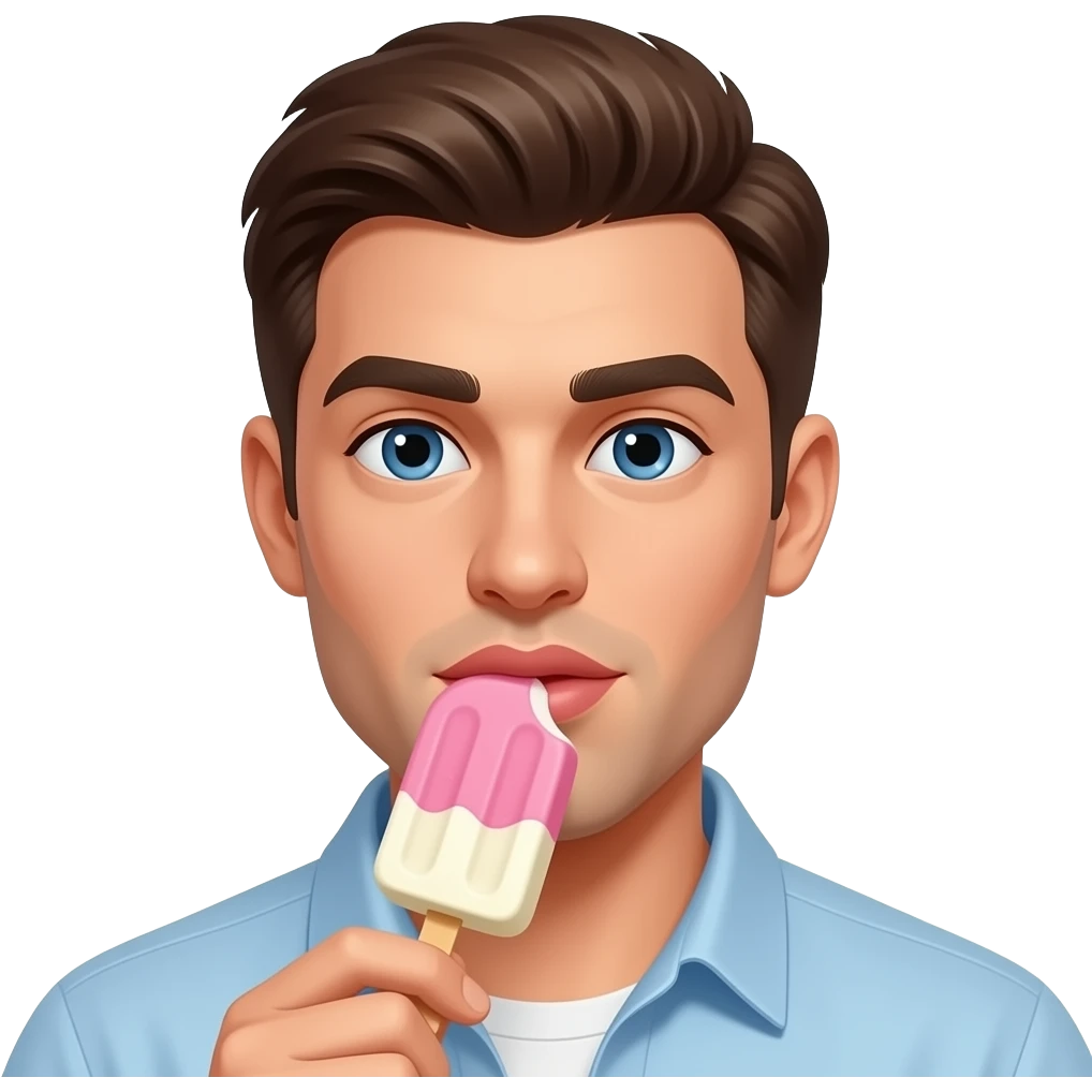 Labios sexi de hombre saboreando  paleta de helado emoji