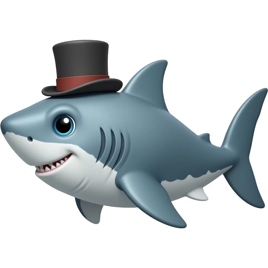 Shark with a top hat emoji