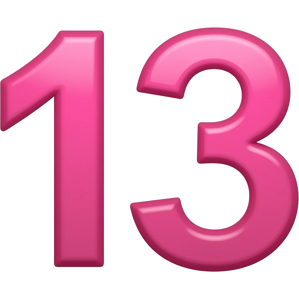 Цифра 13 с розовом шрифтом emoji