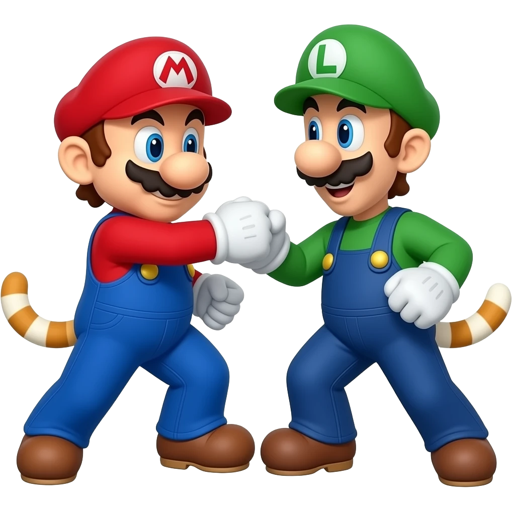 cat looking like mario wrestling a cat looking like luigi emoji