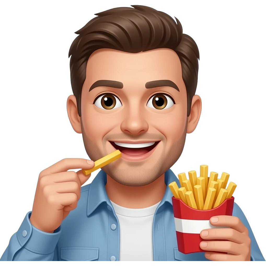 man eating french fries emoji
