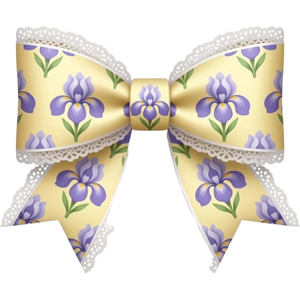 light yellow  ombre purple pastel with iris rococo style pattern on bow lace coquette bow emoji