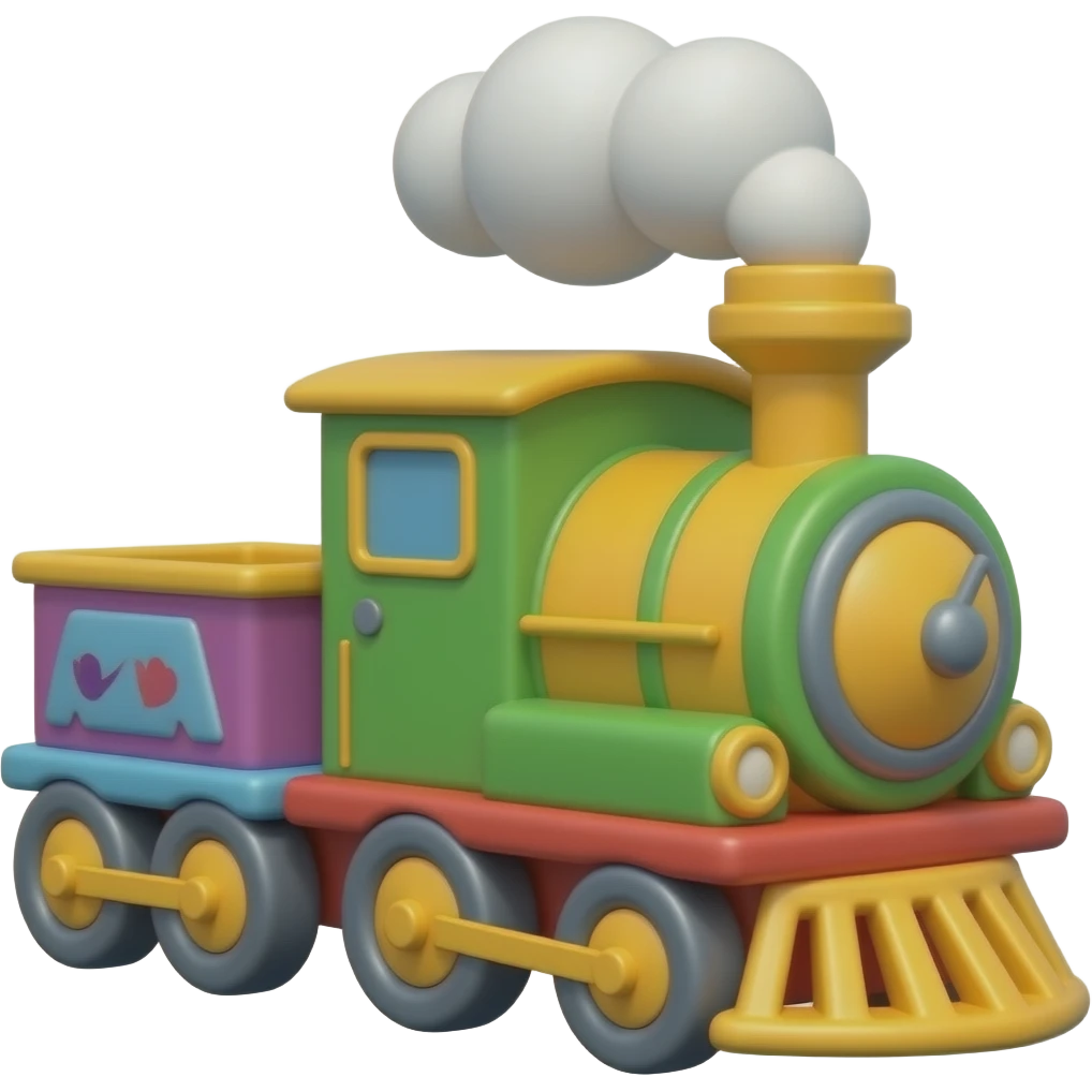 A 3d inflatable colorful, cheerfull train emoji