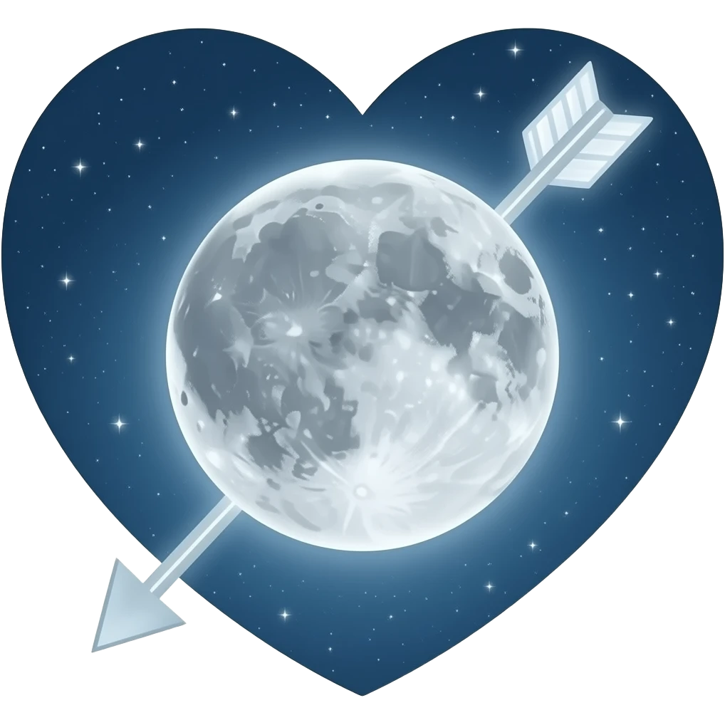 a heart shaped moon and 2 arrows in a circle moving counterclockwise in the middle emoji