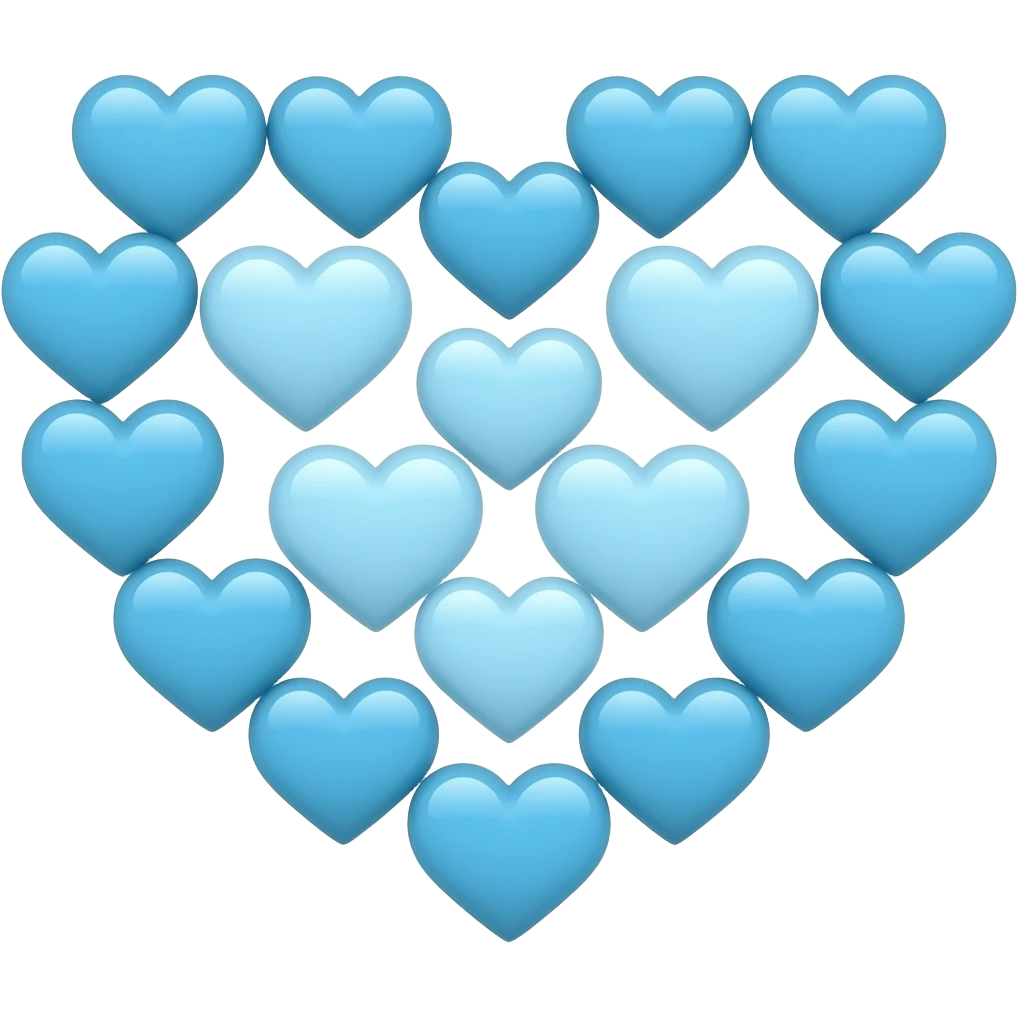 2D azure hearts disposed in a heart shape emoji