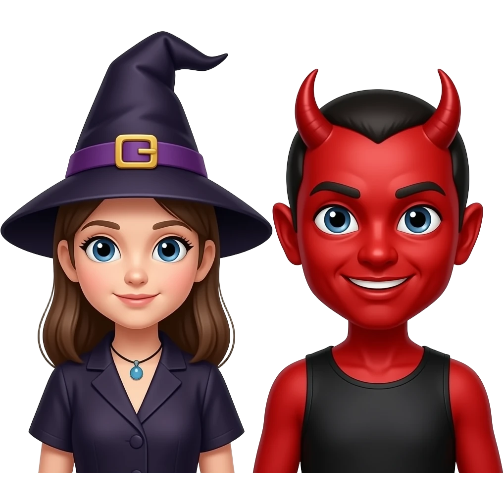 Young witch with red devil emoji