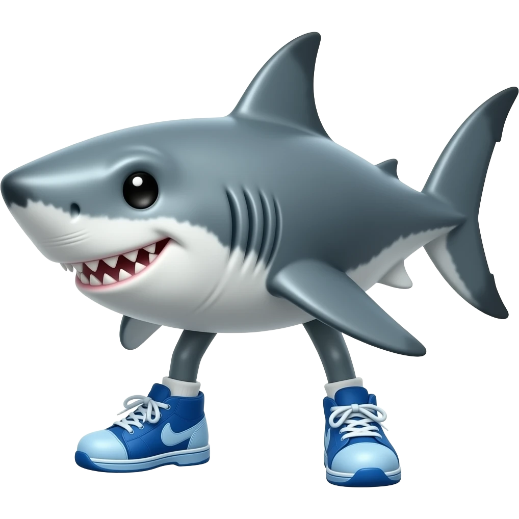 Shark with Blue shoes and three legs emoji