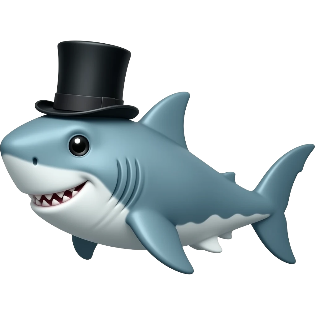 Shark with a top hat emoji