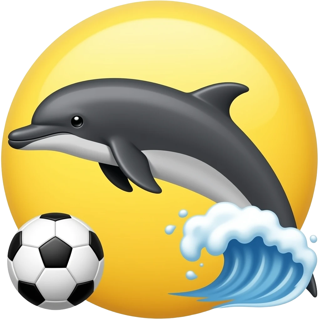 yelllow black dolphin circle wave soccerball emoji