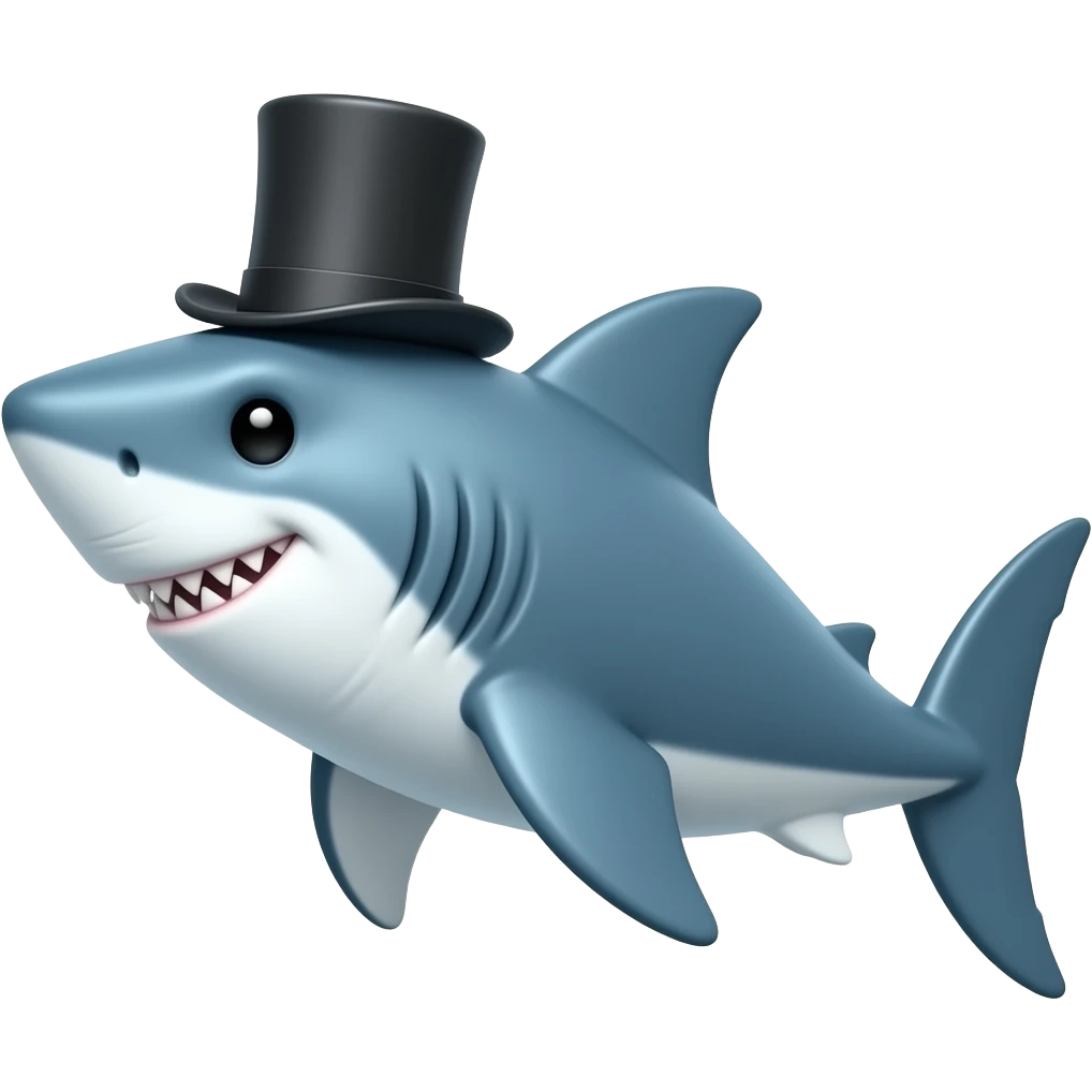 Shark with a top hat emoji