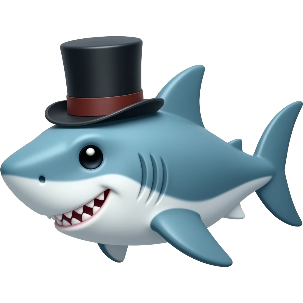 Shark with a top hat emoji