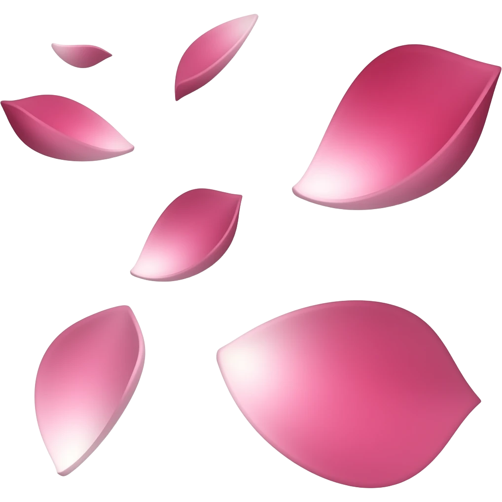 few falling petals, deep crimson emoji