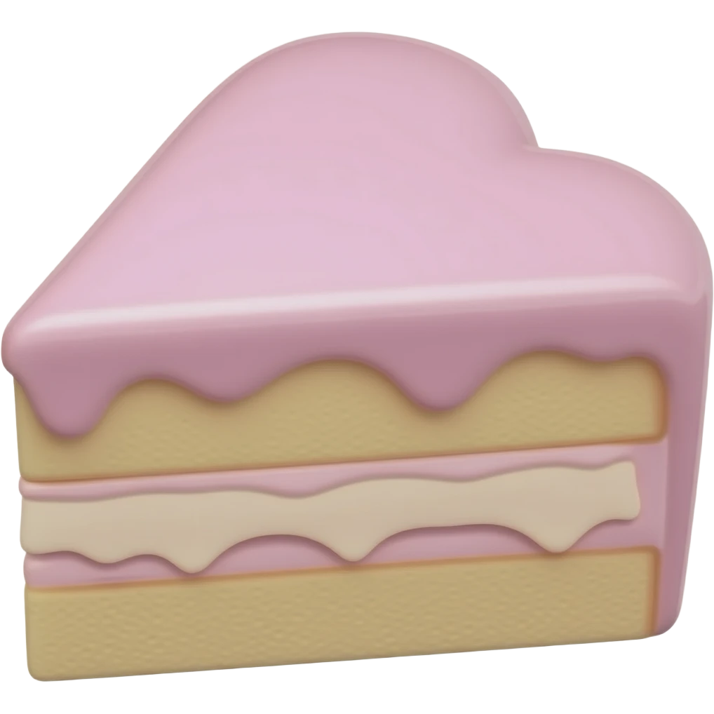 3D chrome luxury pink heart shaped cake slice minimalist style emoji