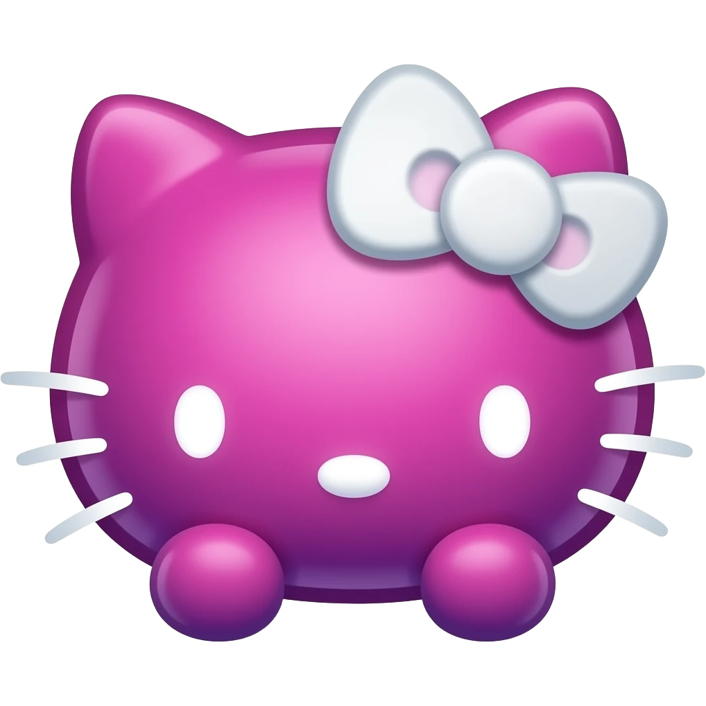 Neon pink purple hello Kitty head with white bow with with front paws emoji
