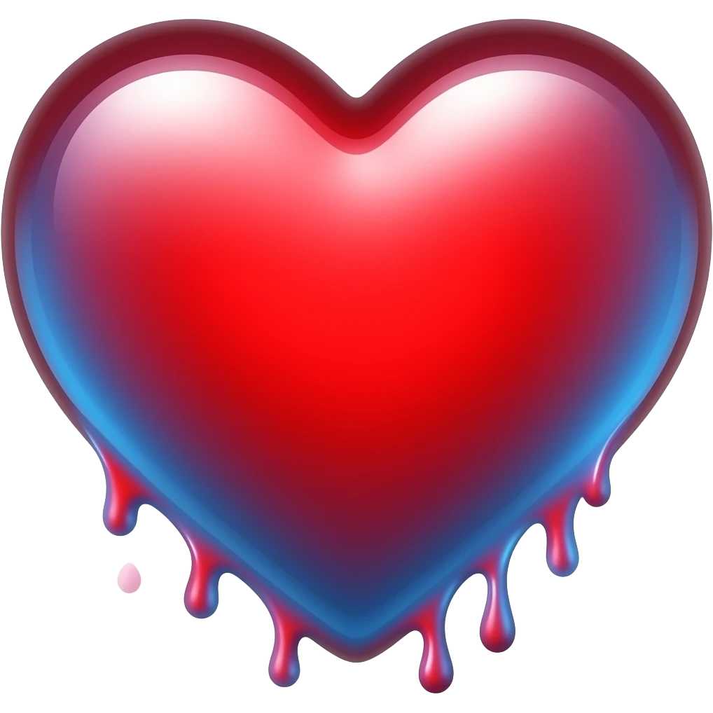 dripping bleeding red heart glowing red blue warmth emoji
